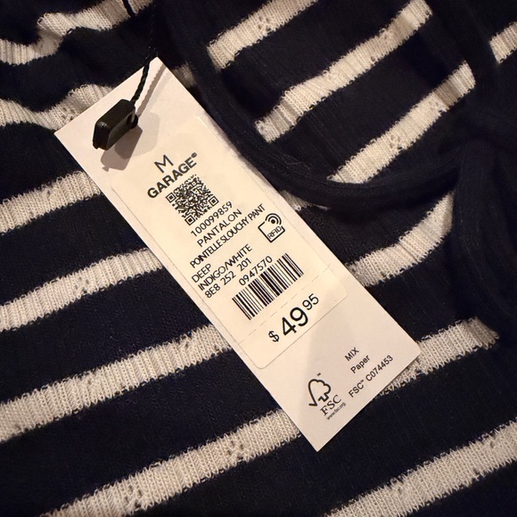 GARAGE Striped Navy and White Wide-Leg Pants - Picture 3 of 6